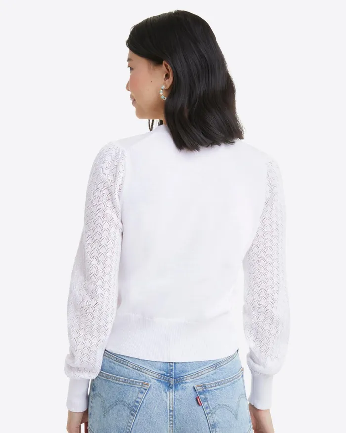 Draper James Button Front Cardigan In White Women Sweaters