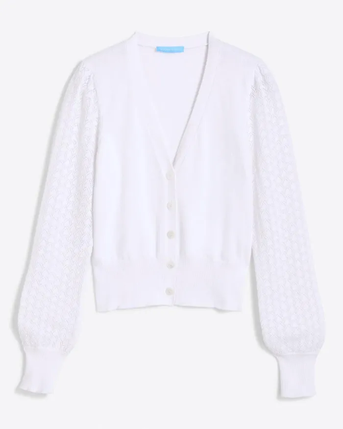Draper James Button Front Cardigan In White Women Sweaters
