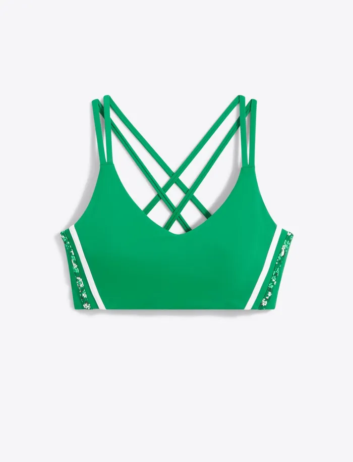 Draper James Crossback Sports Bra In Green Women Sport