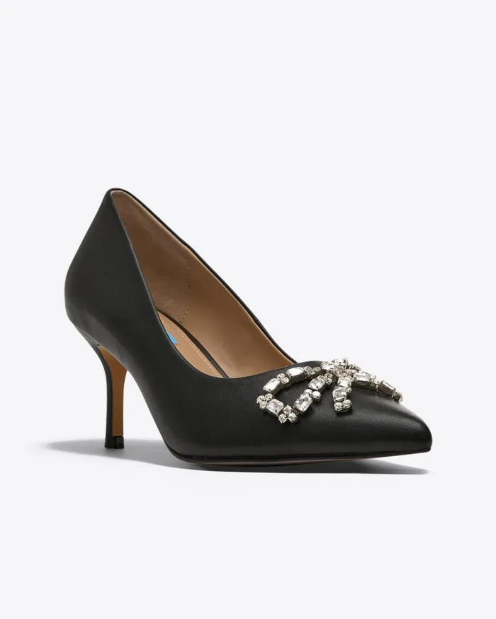 Draper James Ginny In Black Leather Women Heels