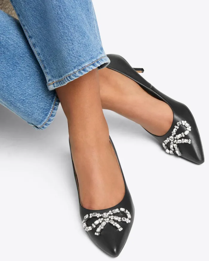Draper James Ginny In Black Leather Women Heels