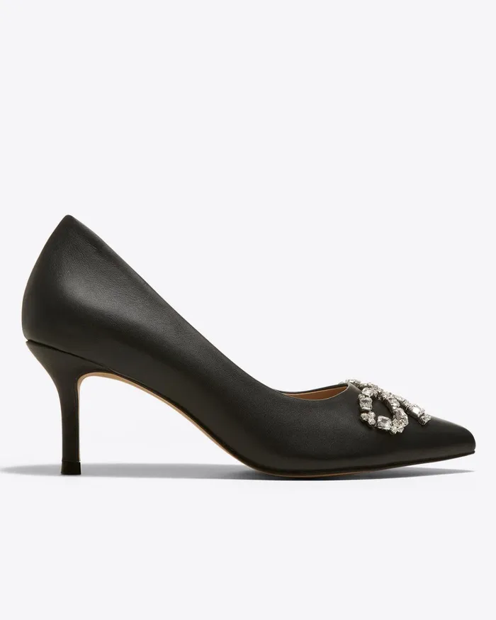 Draper James Ginny In Black Leather Women Heels