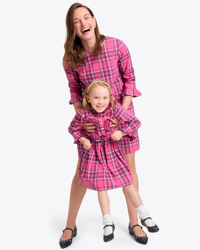 Draper James Jessie Shift Dress In Pink Angie Plaid Women Dresses