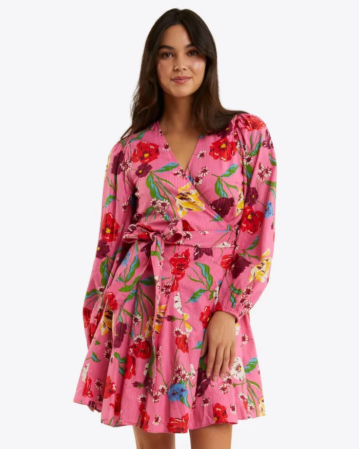 Draper James Jordan LongSleeve Wrap Dress In Lurex Stripe Women Dresses