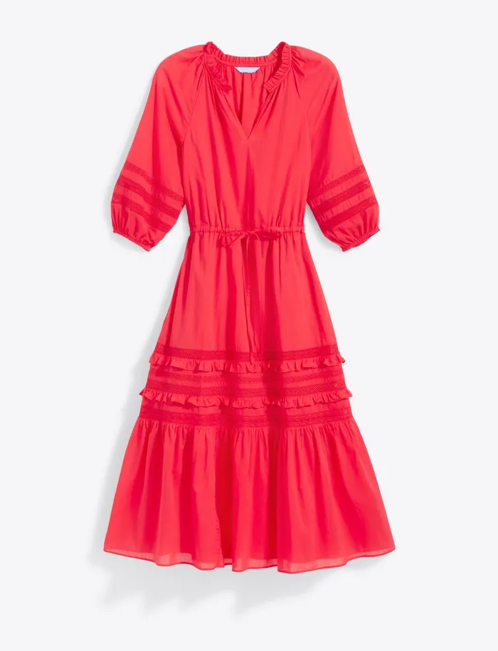 Draper James Martina Midi Dress In Embroidered Stripe Women Dresses