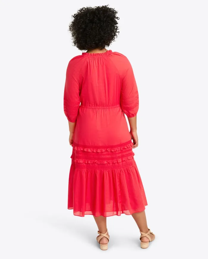 Draper James Martina Midi Dress In Embroidered Stripe Women Dresses