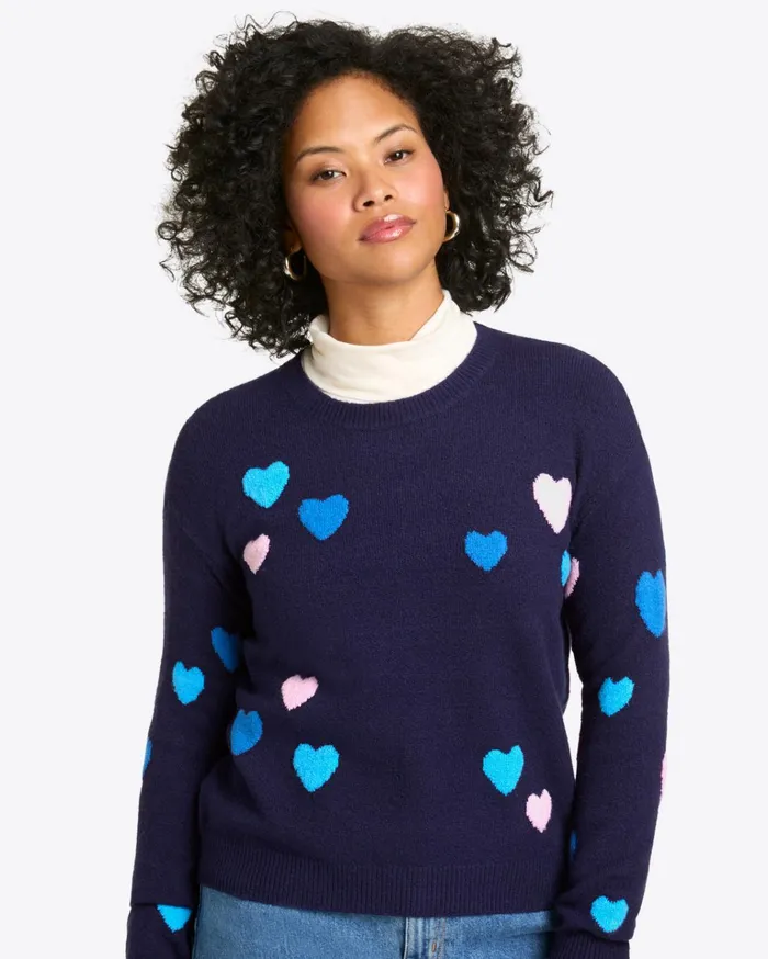 Draper James Multi Heart Crewneck Sweater Women Tops