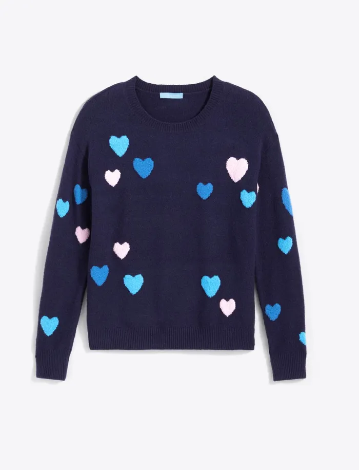 Draper James Multi Heart Crewneck Sweater Women Tops