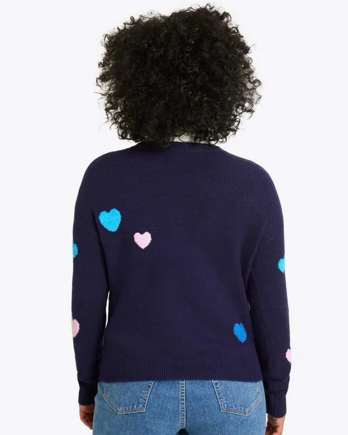 Draper James Multi Heart Crewneck Sweater Women Tops