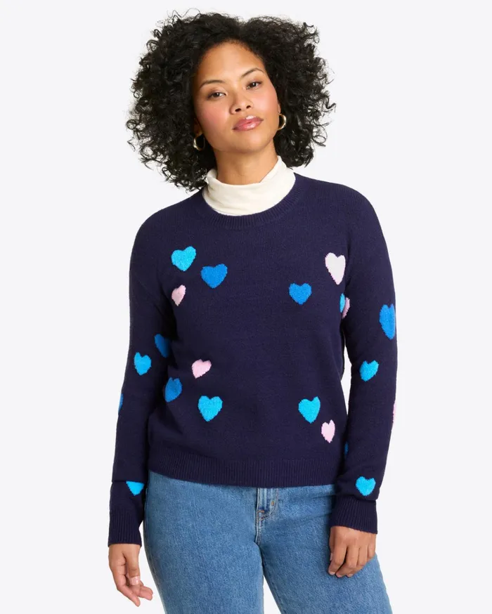 Draper James Multi Heart Crewneck Sweater Women Tops