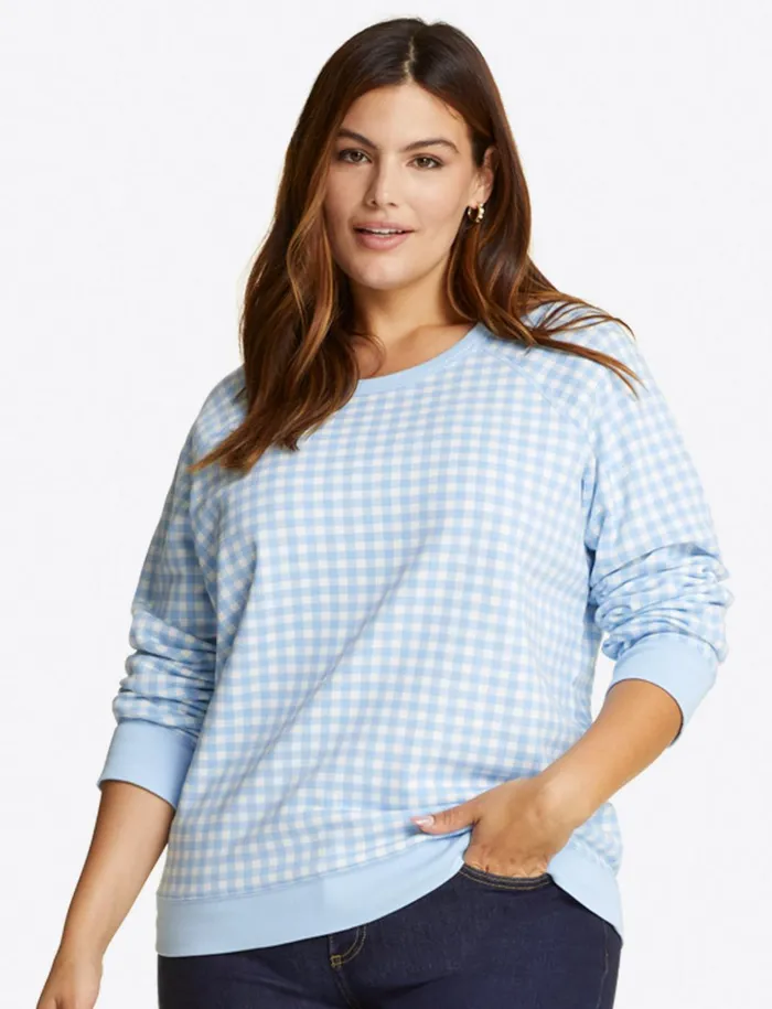 Draper James Natalie Sweatshirt In Gingham Women Lounge and Pajamas