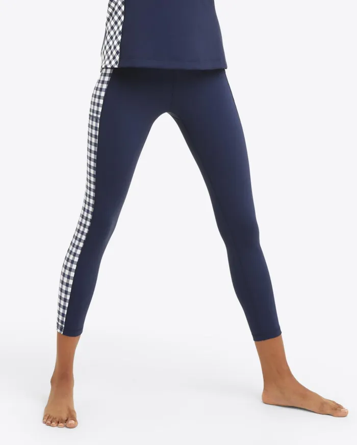 Draper James Panel Leggings In Navy Gingham Women Sport