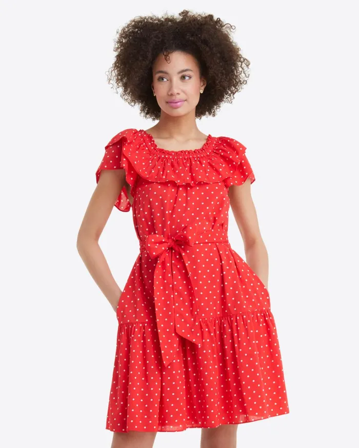 Draper James Sawyer Dress In Red Polka Dot Women Dresses