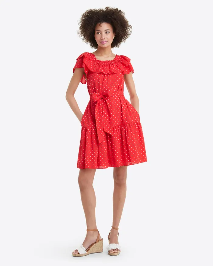 Draper James Sawyer Dress In Red Polka Dot Women Dresses