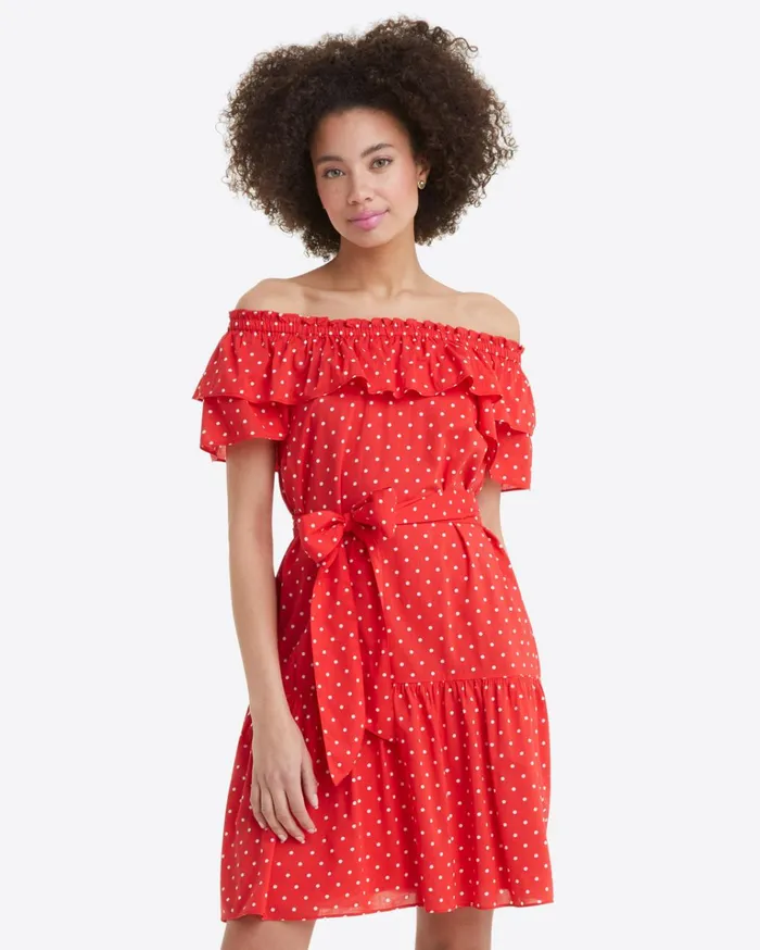 Draper James Sawyer Dress In Red Polka Dot Women Dresses