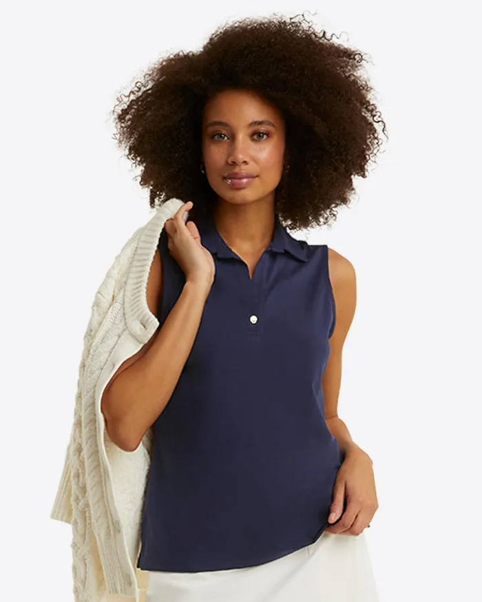 Draper James Sleeveless Sport Polo In Navy Women Tops