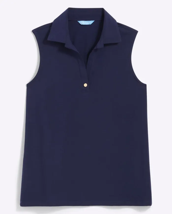 Draper James Sleeveless Sport Polo In Navy Women Tops