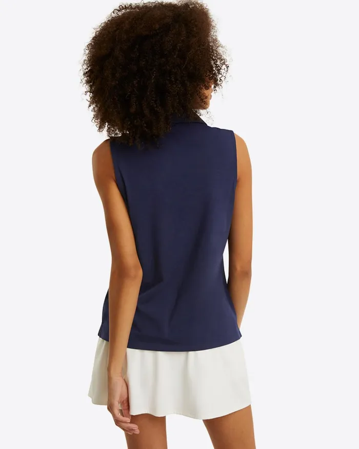 Draper James Sleeveless Sport Polo In Navy Women Tops