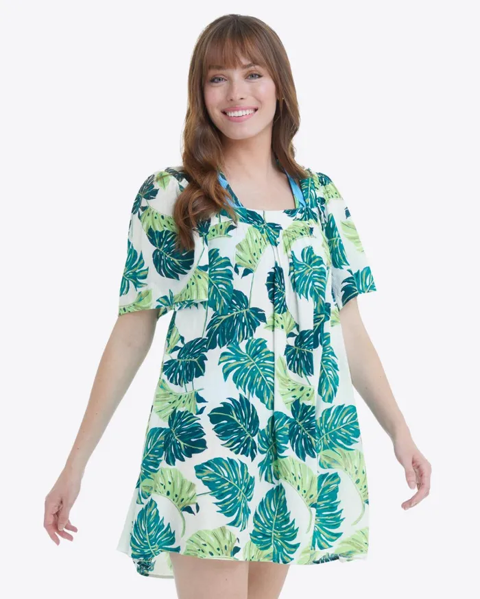 Draper James Square Neck Dress In Monstera Floral Women Swim