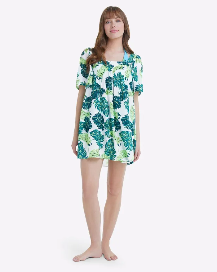 Draper James Square Neck Dress In Monstera Floral Women Swim
