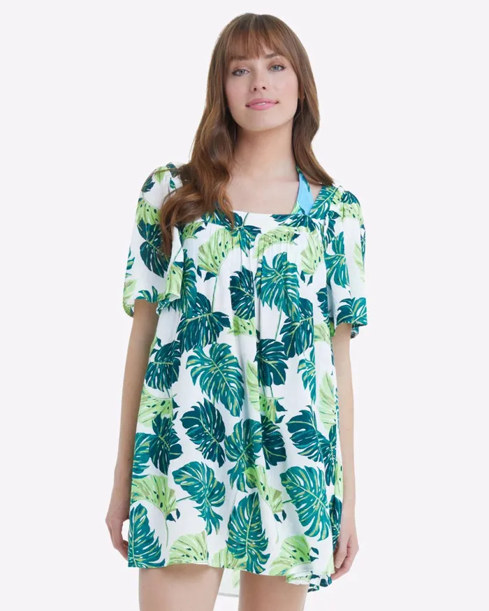 Draper James Square Neck Dress In Monstera Floral Women Swim