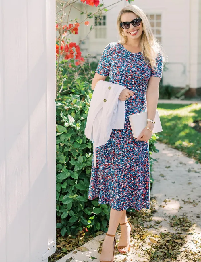 Draper James Tammy Midi TShirt Dress In Spring Ditsy Floral Women Dresses
