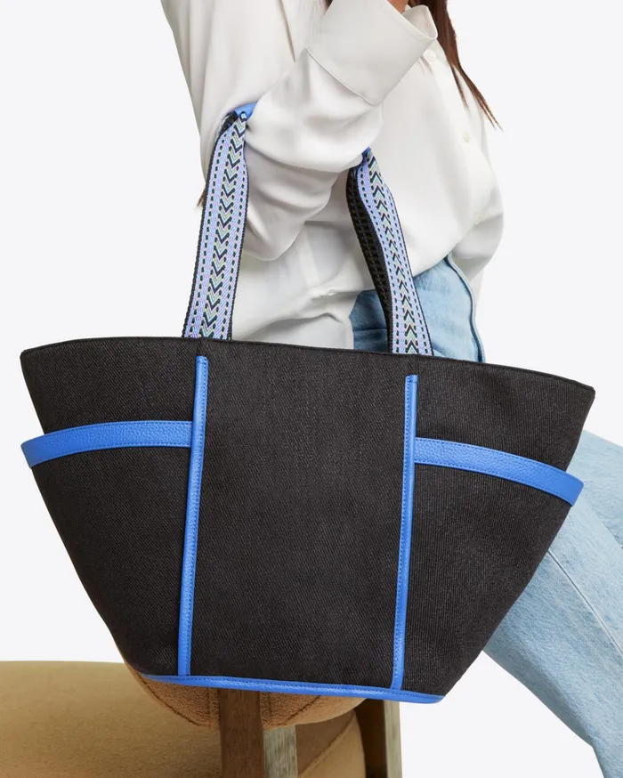 Draper James Tapered Twill Tote In Black Women Handbags