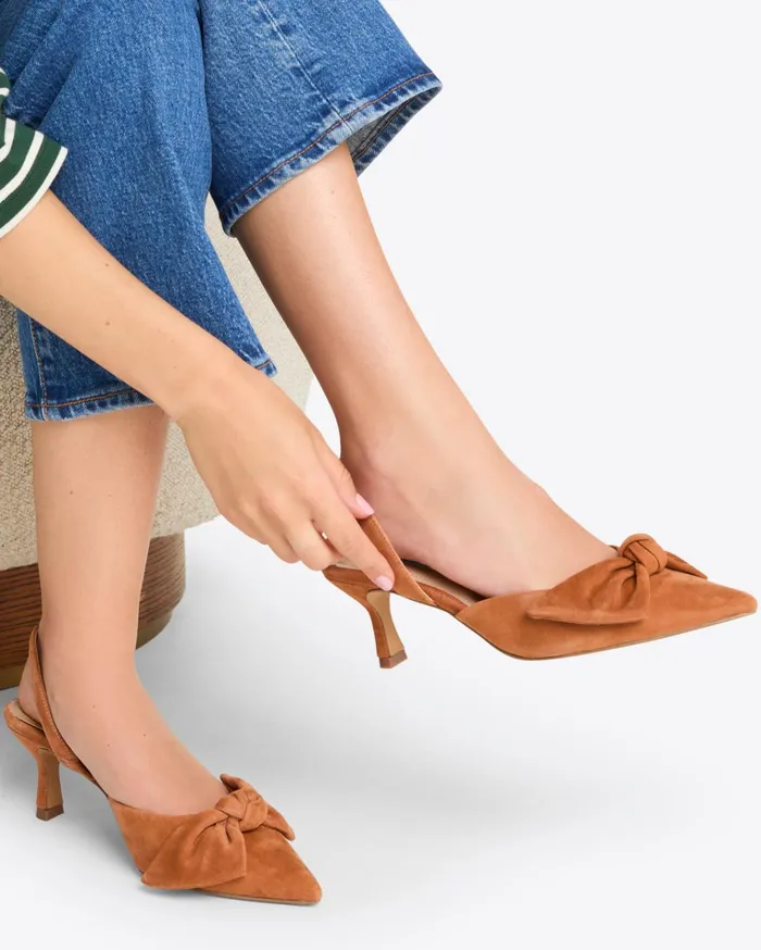 Draper James Tess Slingbacks In Cognac Suede Women Heels