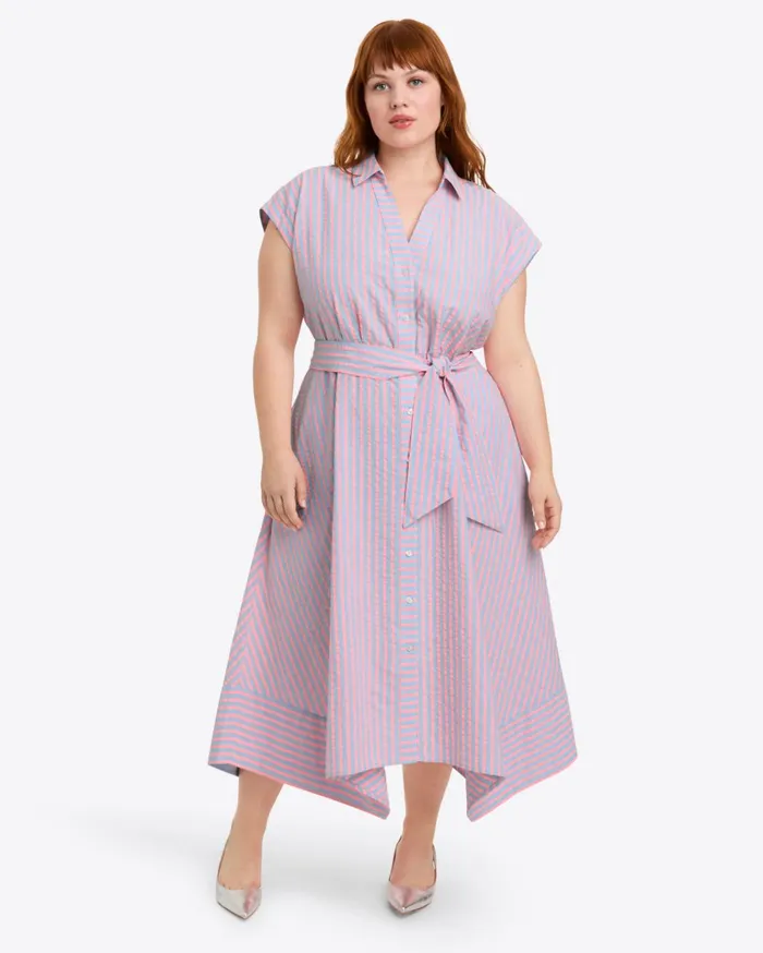 Draper James Trisha Handkerchief Dress In Seersucker Stripe Women Dresses