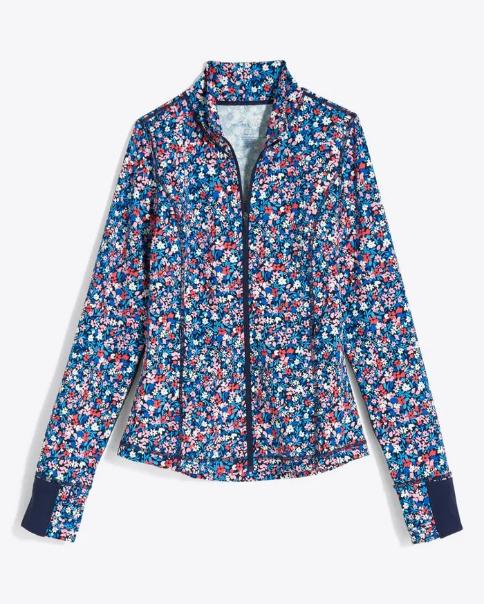 Draper James Warm Up Jacket In Allover Ditsy Floral Women Jackets and Outerwear