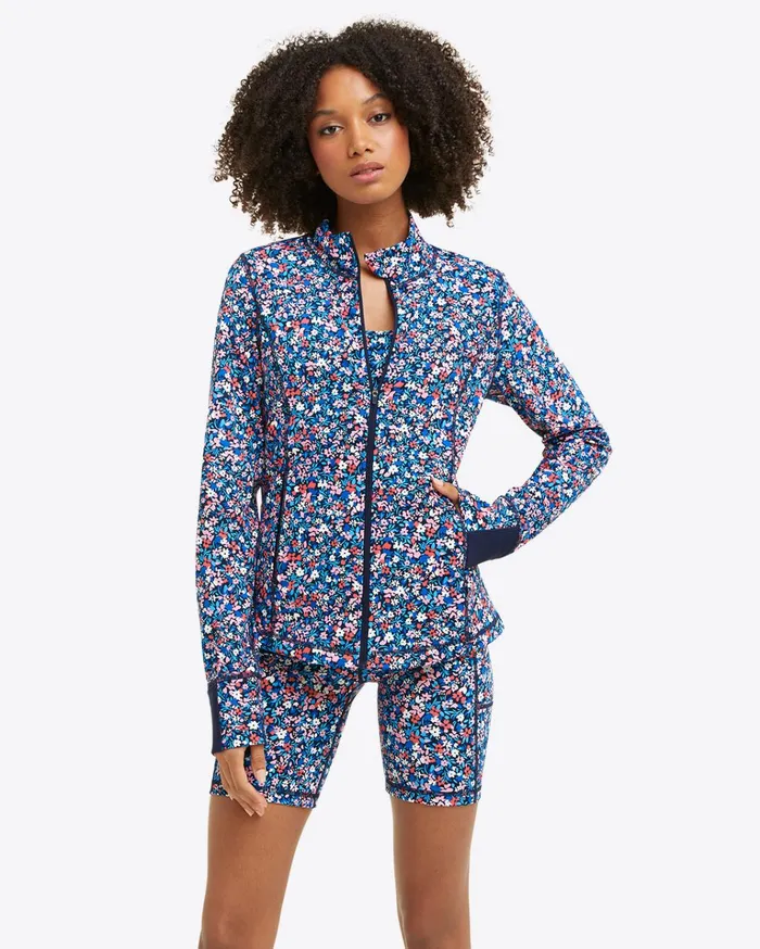Draper James Warm Up Jacket In Allover Ditsy Floral Women Jackets and Outerwear