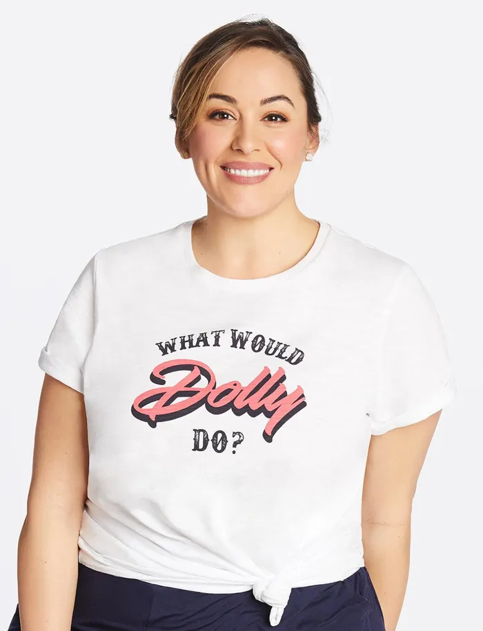 Draper James What Would Dolly Do Tee In White Women Tops