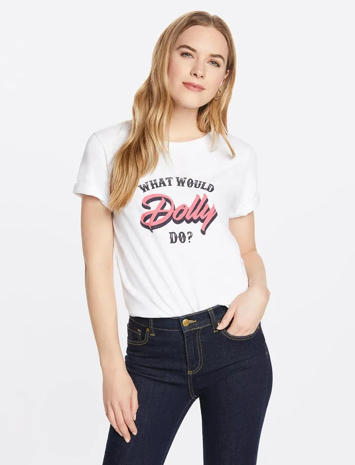 Draper James What Would Dolly Do Tee In White Women Tops