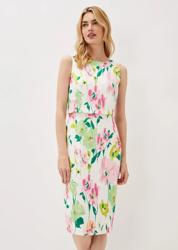 Effie Floral Scuba Dress Ivory Women Phase Eight Dresses