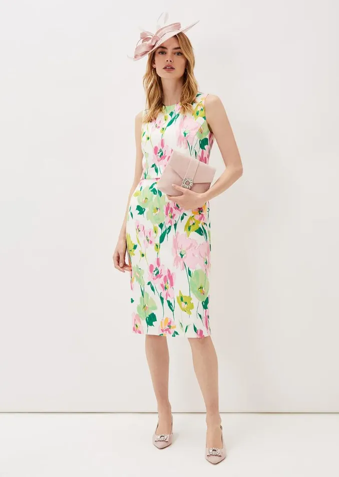 Effie Floral Scuba Dress Ivory Women Phase Eight Dresses