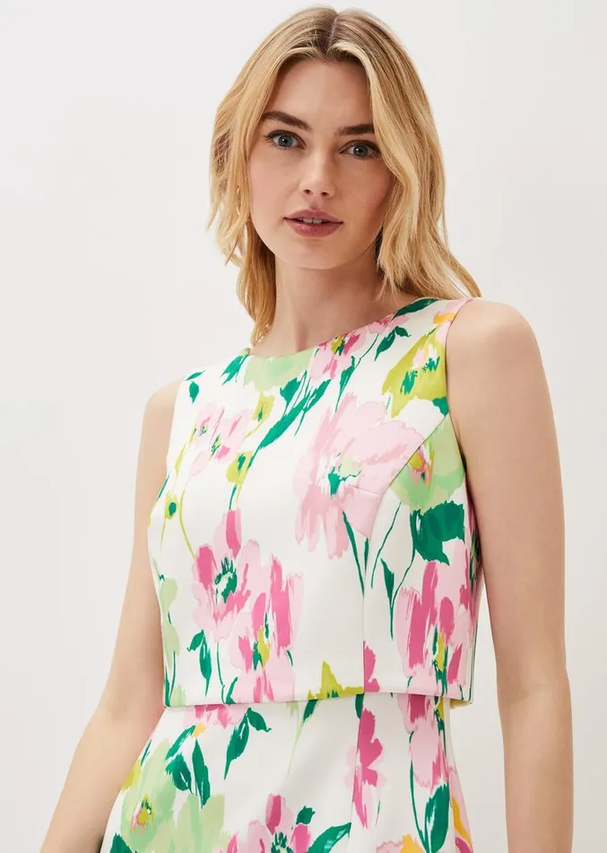 Effie Floral Scuba Dress Ivory Women Phase Eight Dresses