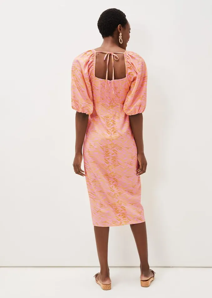 Effie Zebra Puff Sleeve Dress Multicoloured Women Phase Eight Dresses