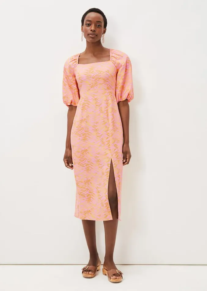 Effie Zebra Puff Sleeve Dress Multicoloured Women Phase Eight Dresses