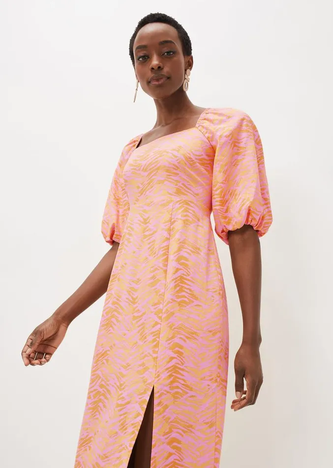 Effie Zebra Puff Sleeve Dress Multicoloured Women Phase Eight Dresses