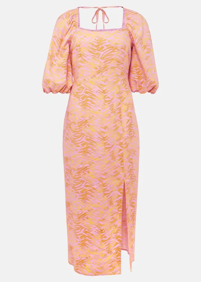 Effie Zebra Puff Sleeve Dress Multicoloured Women Phase Eight Dresses