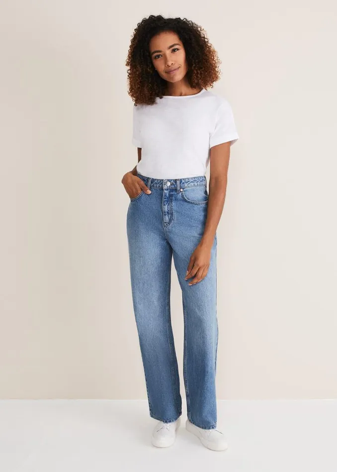 Eleyana Mid Wash Wide Leg Jean Mid Wash Women Phase Eight Trousers