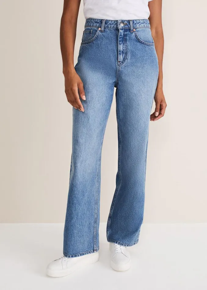 Eleyana Mid Wash Wide Leg Jean Mid Wash Women Phase Eight Trousers