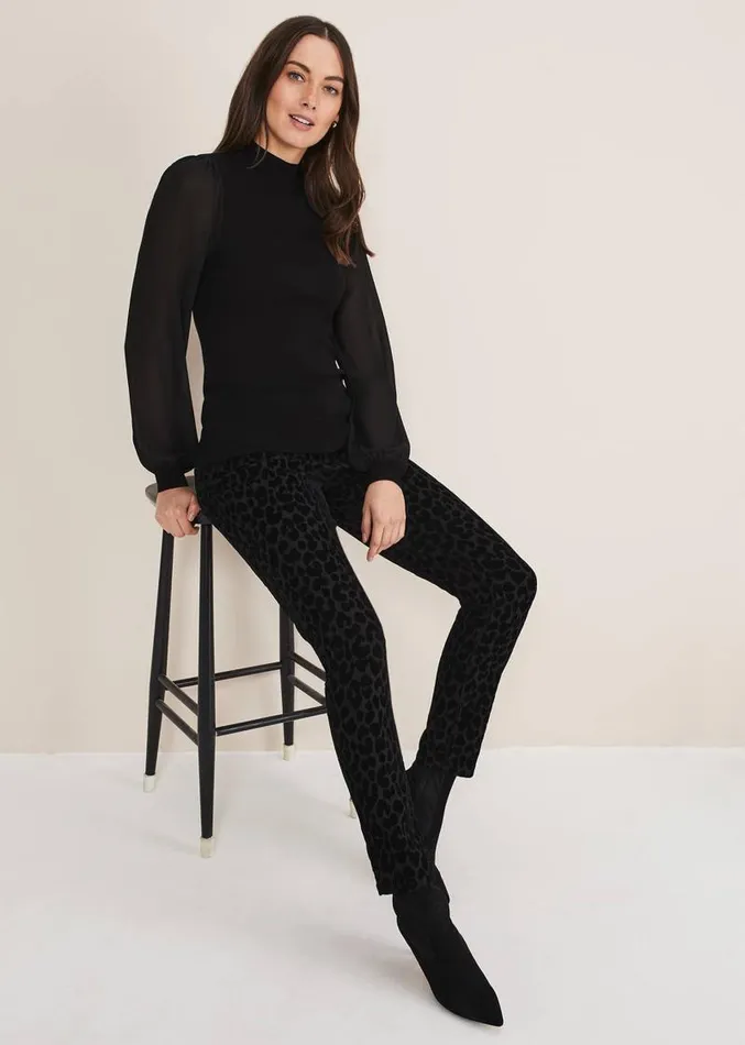 Eliza Chiffon Sleeve Knit Black Women Phase Eight Knitwear
