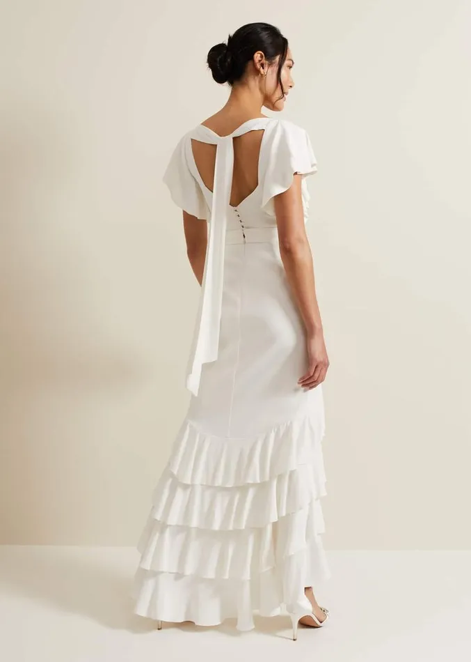 Ellery Frill Maxi Wedding Dress Parchment Women Phase Eight Dresses