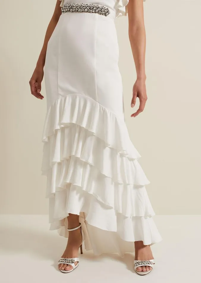 Ellery Frill Maxi Wedding Dress Parchment Women Phase Eight Dresses