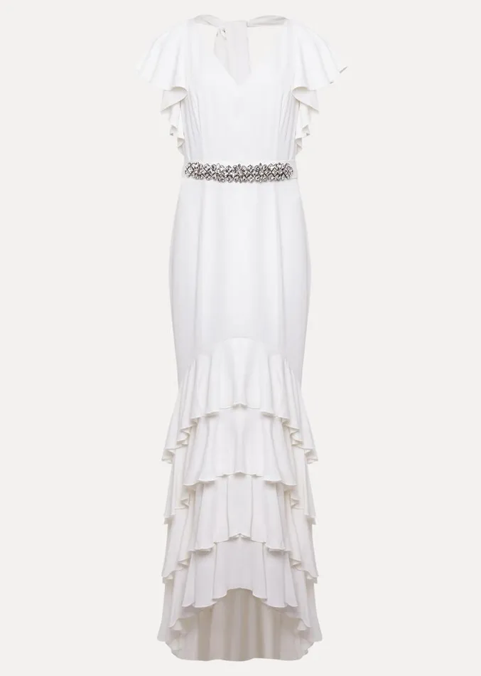 Ellery Frill Maxi Wedding Dress Parchment Women Phase Eight Dresses