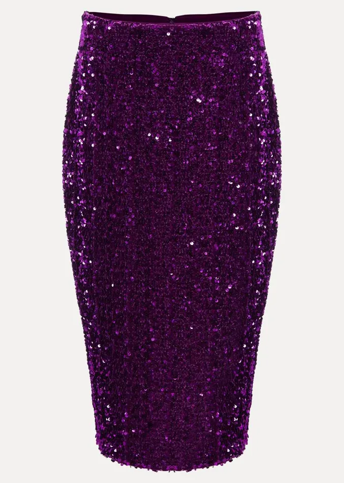 Elvira Sequin Midi Skirt Purple Women Phase Eight Skirts