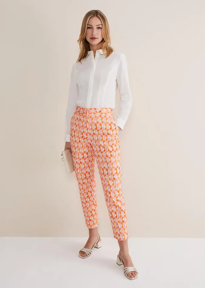 Elysia Geo Cigarette Trousers Pinkorange Women Phase Eight Trousers
