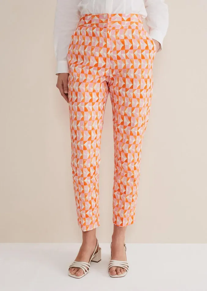 Elysia Geo Cigarette Trousers Pinkorange Women Phase Eight Trousers