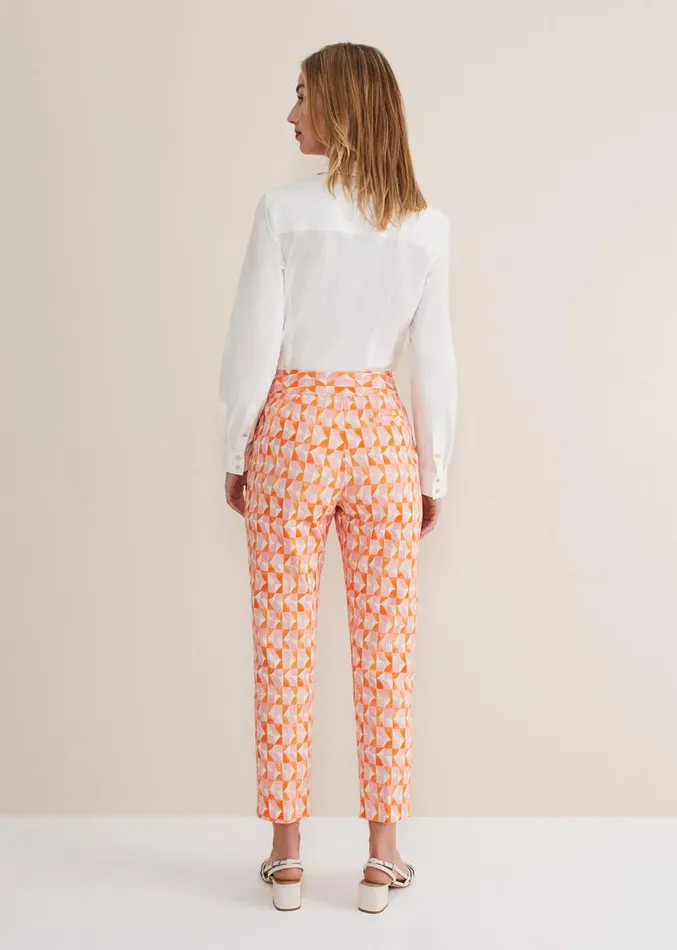 Elysia Geo Cigarette Trousers Pinkorange Women Phase Eight Trousers